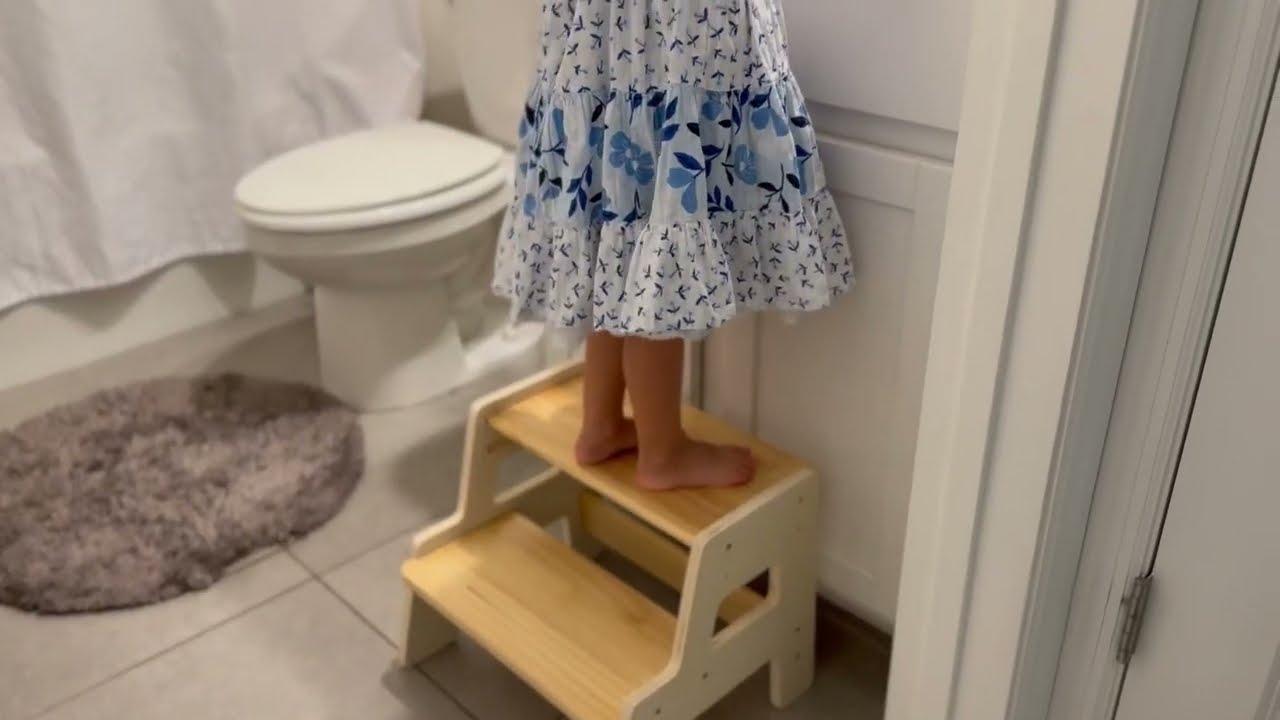 Toddler Step Stool for Kids   Height Adjustable Non Slip Wooden Step Stool for Bathroom Sink Review