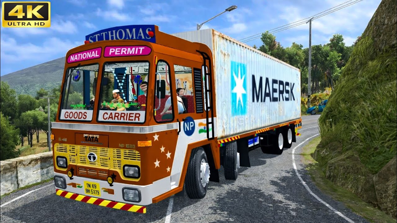 😱 TATA Truck Carrying MAERSK Container 🚚 | Extreme Cargo Delivery | BUSSID Gameplay