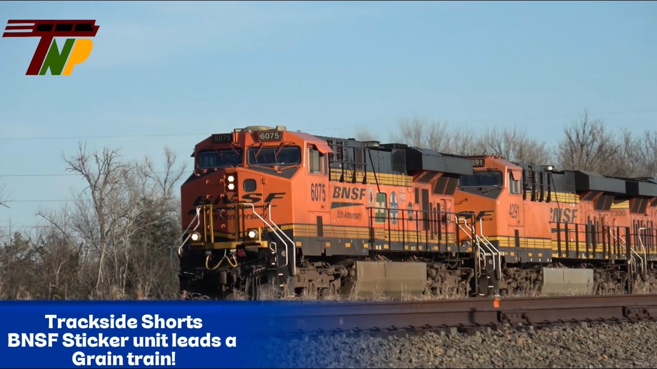 BNSF Sticker Unit Leads A Grain Train