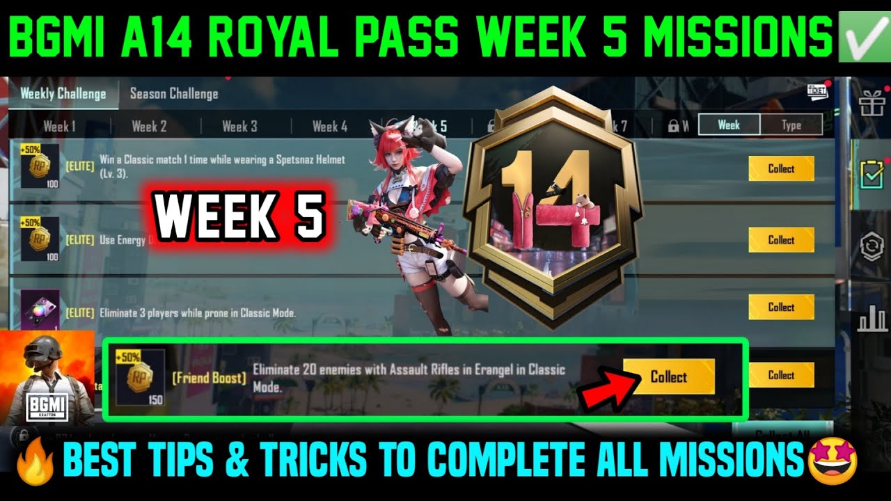 A14 RP WEEK 5 MISSION | BGMI WEEK 5 MISSIONS EXPLAINED | A14 ROYAL PASS WEEK 5 MISSION C8S24 WEEK 5