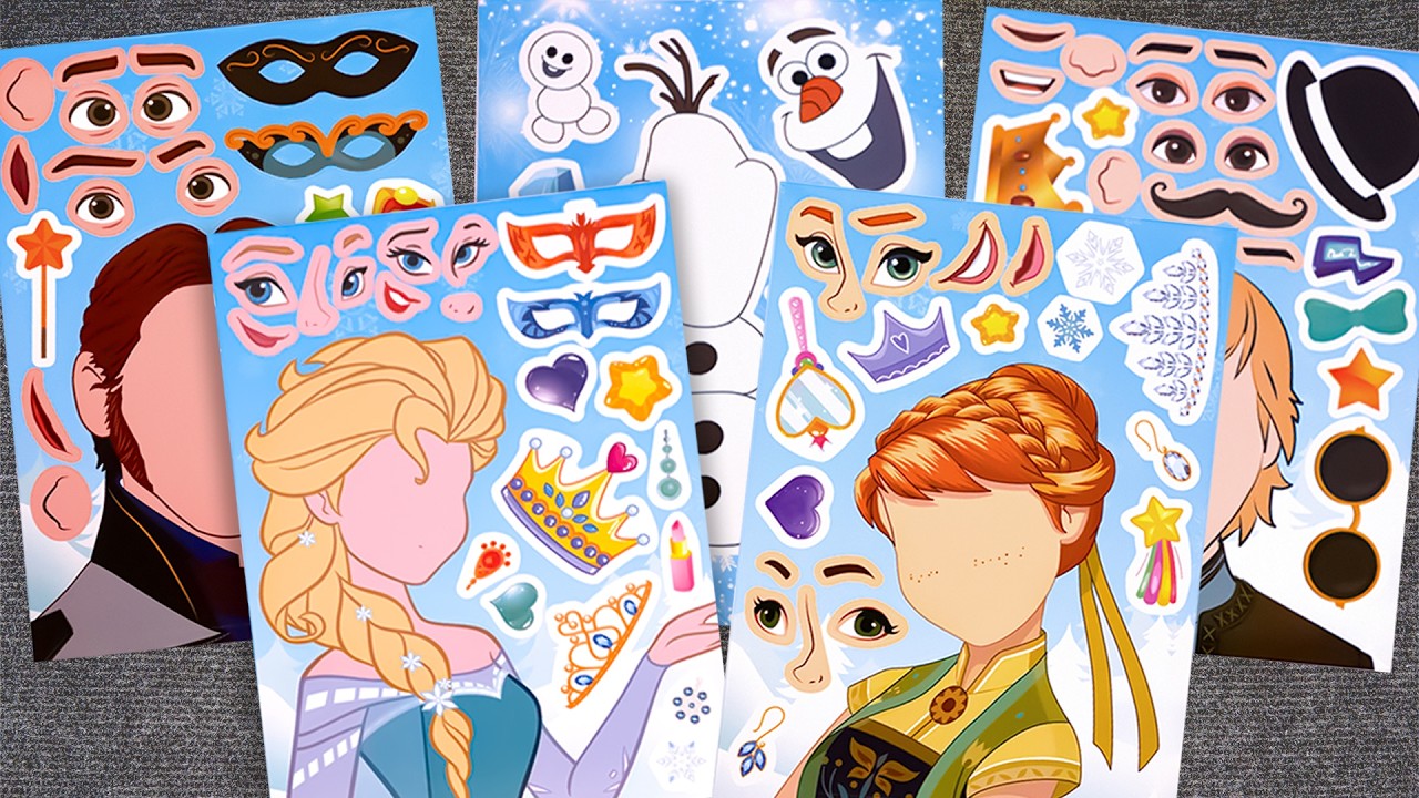 DISNEY FROZEN Sticker book Makeover❄️ Beautiful Decorating Sticker with Elsa & Anna | ASMR DIY Paper