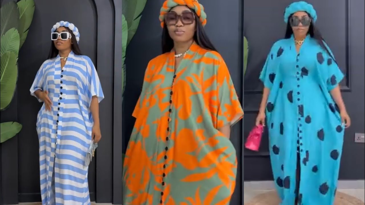 How to Sew Kaftan Gown with Buttons on the Strip