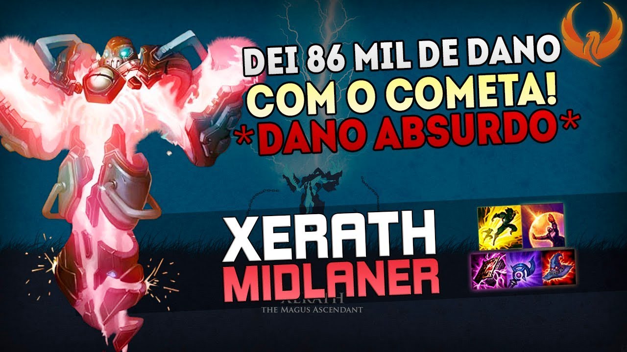 DEI 86 MIL DE DANO USANDO O COMETA! *DANO ABSURDO* - XERATH MID GAMEPLAY [PT-BR]