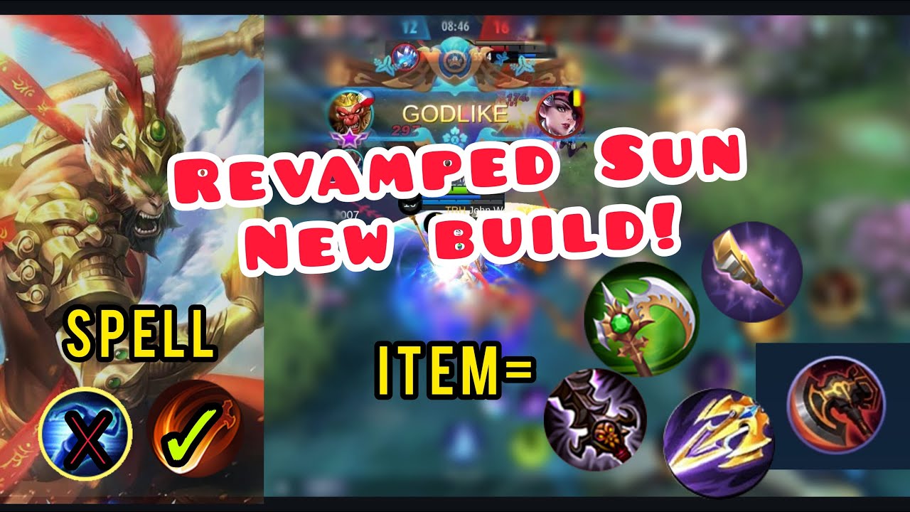 REVAMP SUN 2021 SUPER CARRY GAMEPLAY! NEW SKILL, SPELL AND ITEM BUILD! John Weak YT| MLBB
