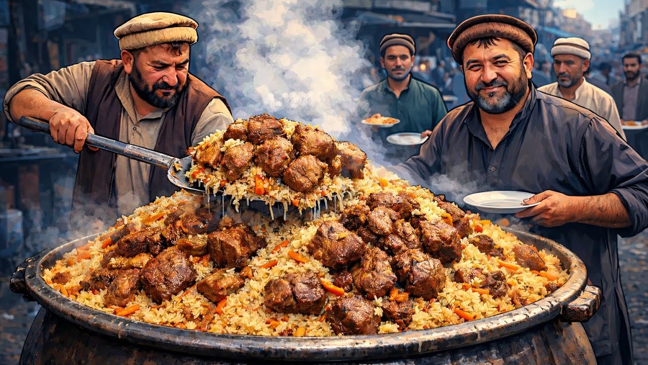 210 KG MEAT Uzbek Pulao 😱 | Original Afghan Street Food Feast
