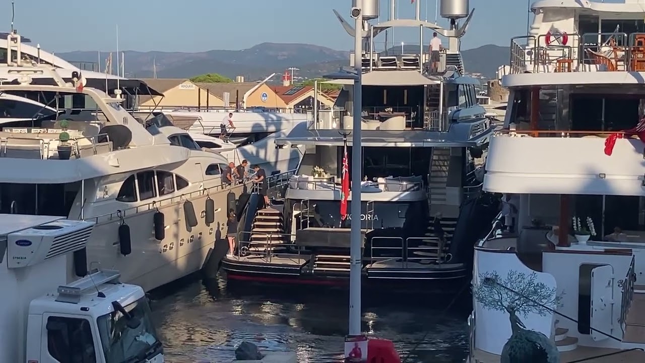 Mega yacht leaving Saint-Tropez. 46m Feadship ‘Lady Victoria’