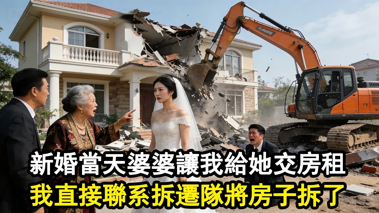 新婚當天婆婆讓我交房租。老公也在一旁幫腔：高檔社區讓你住，你撿大漏了。十分鐘後，拆遷隊直接開始拆除：小姐說拆了這樓建公廁。#家庭故事 #生活經驗 #為人處世