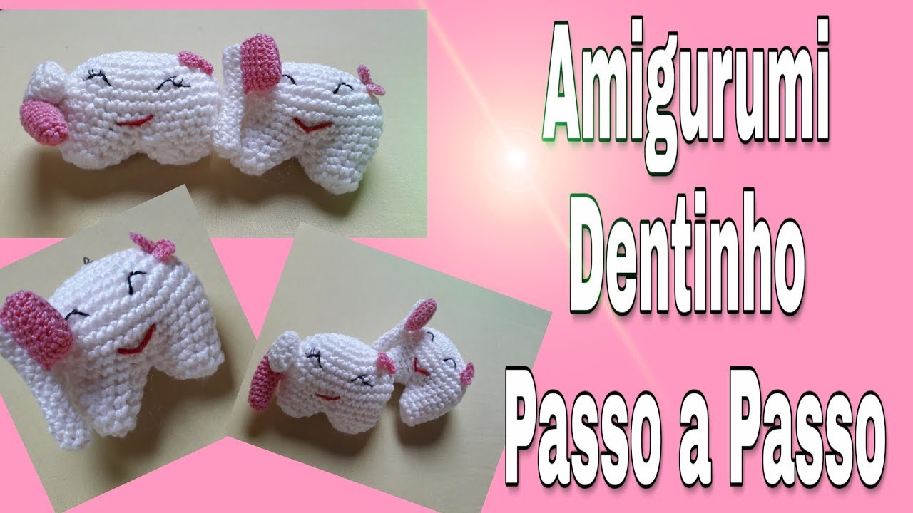 Chaveiro Amigurumi Dente passo a passo