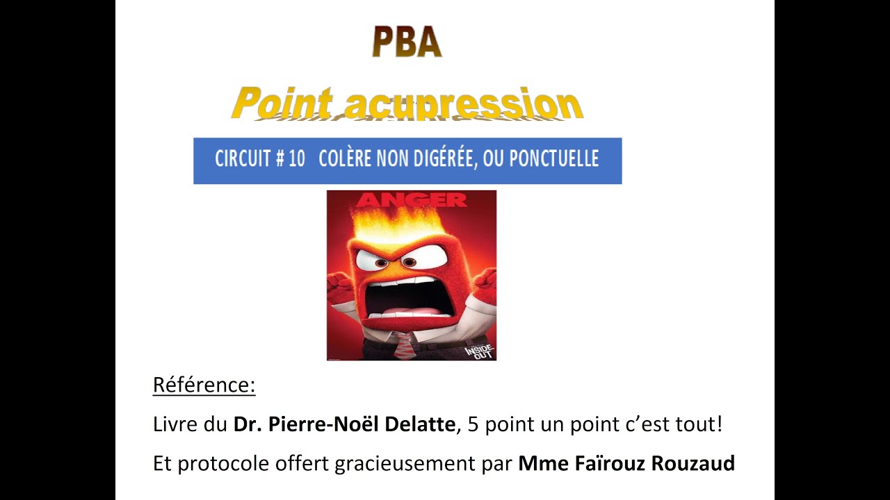 Covid 19 point d'acupression protocole #1/7 PBA circuit sur la colères