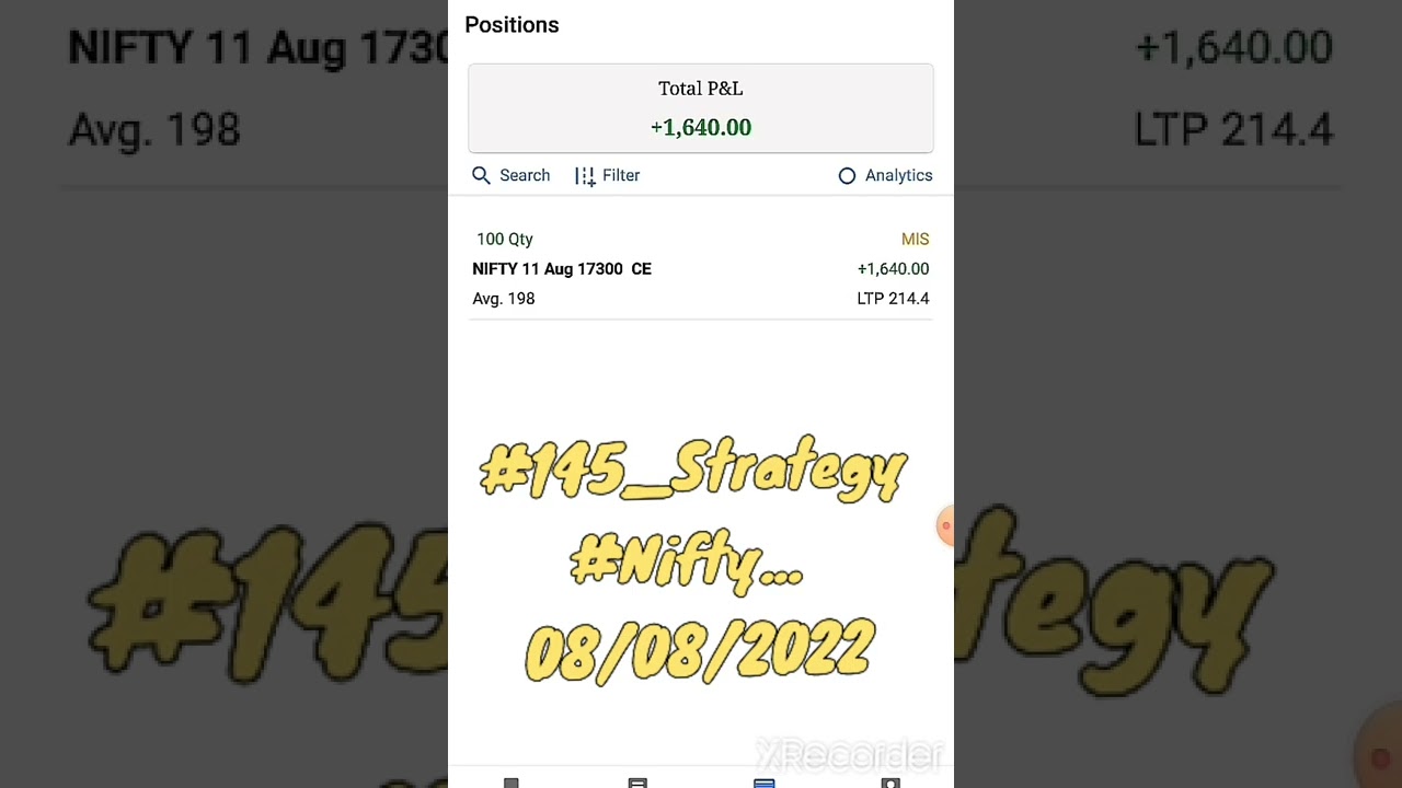 #145 Strategy.... #NIFTY 08/08/2022