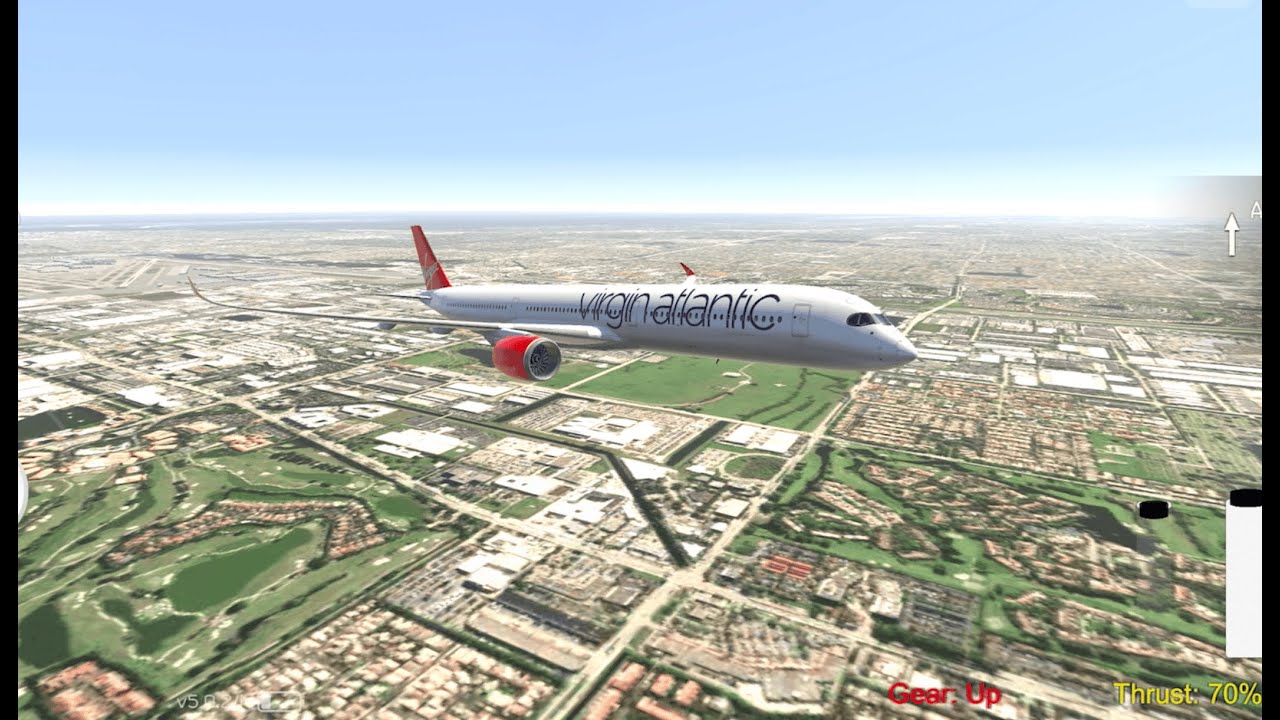 Virgin Atlantic A350-1000, take off of Miami in FS Advanced