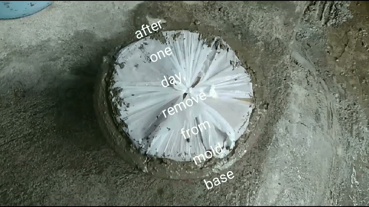 making DIY cement pot for peace lily plant