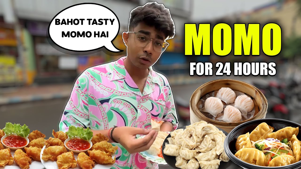 Eating only MOMO's for 24 HOURS Challenge 🥟⏲