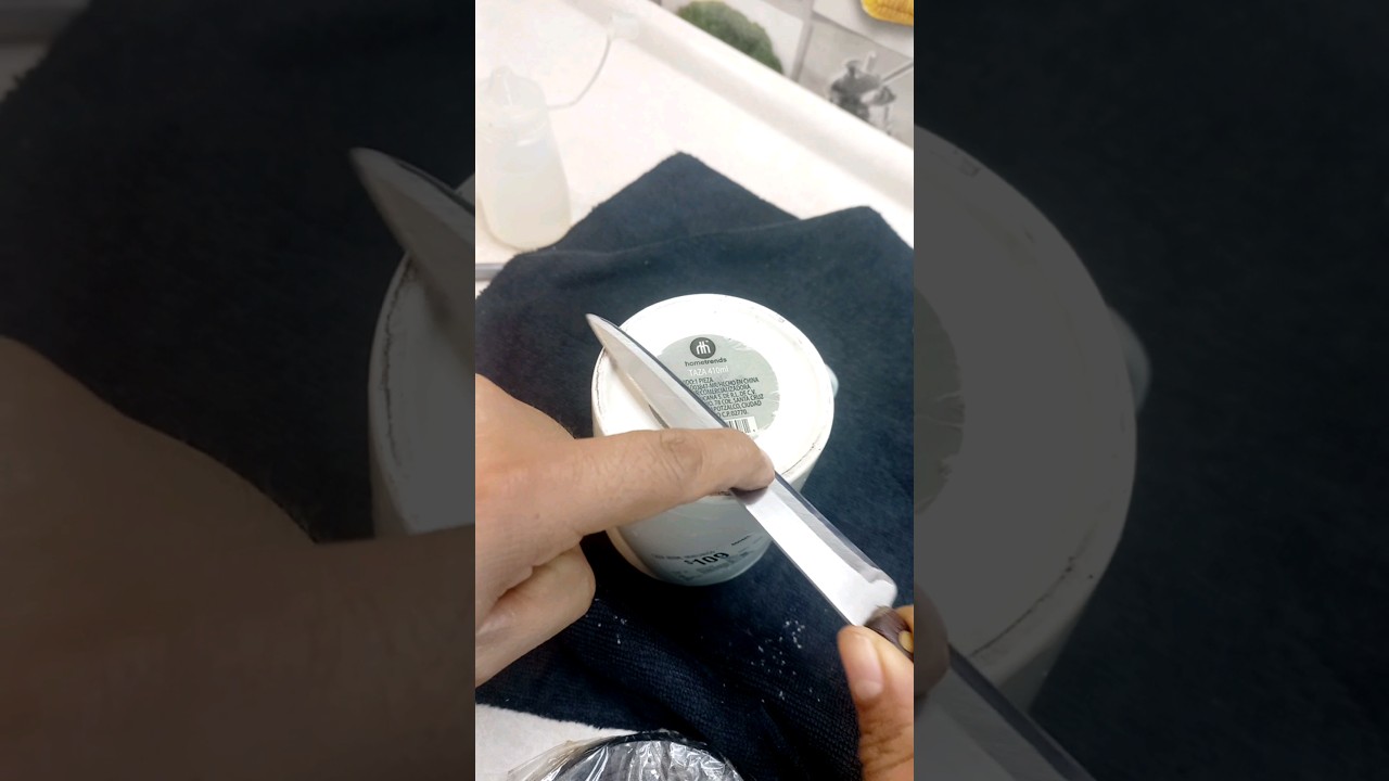 Como afilar cuchillos con una taza y prueba del filo 