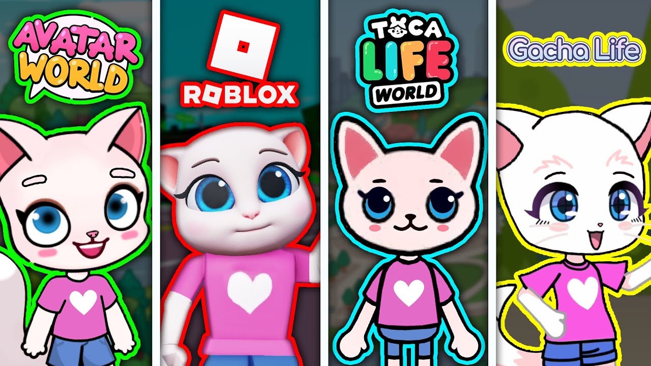 TALKING ANGELA in Avatar world vs Toca life world vs Gacha Life vs Roblox!