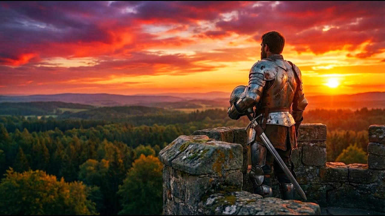 Safe on the walls: Castle sunset view for deep thinking