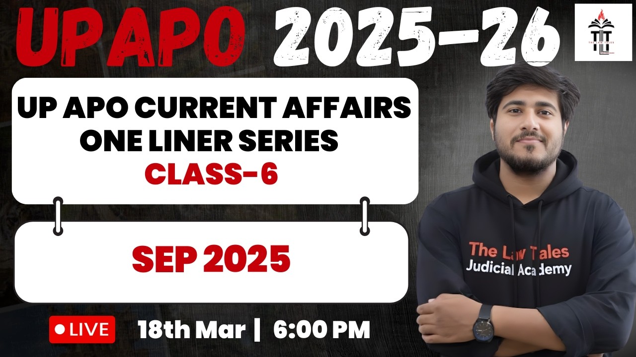 UP APO 2025 | Current Affairs | Sep 2025 One Liners | Class 6