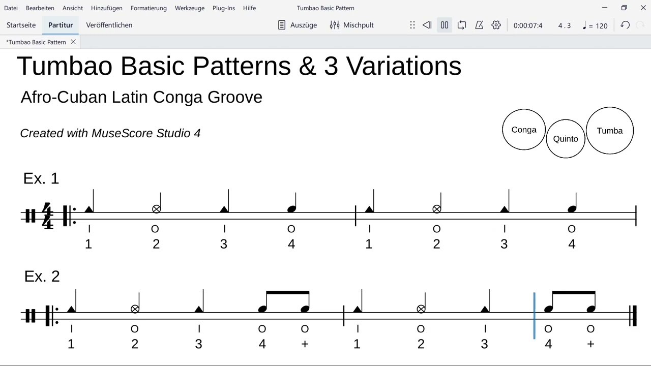 Tumbao Conga Basic Patterns & 3 Variations