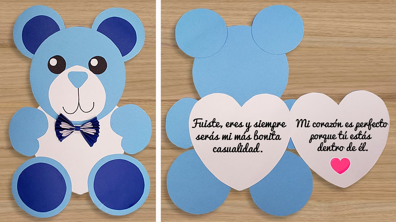 Tarjeta para San Valentín | Tarjeta Oso corazón | Hermosas tarjetas hecho a mano | Card teddy bear
