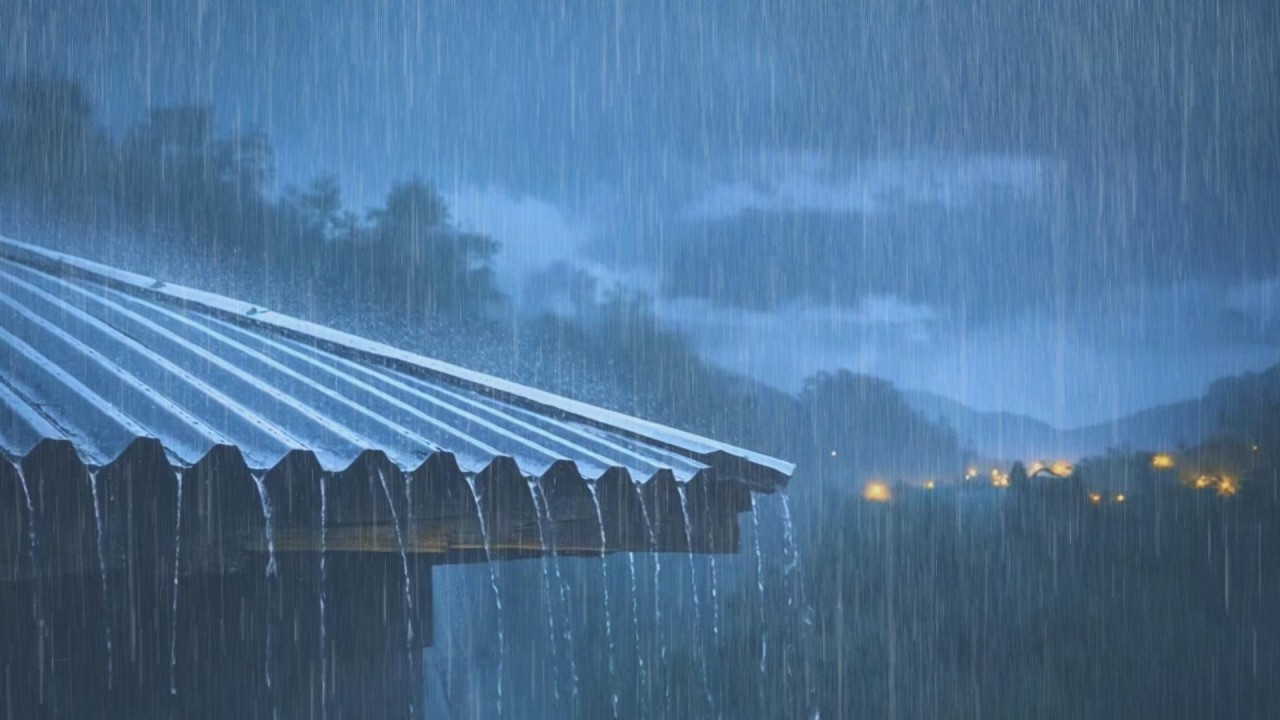 Relax Your Mind 🌧️ Cozy Rain & Thunder on Tin Roof at Night