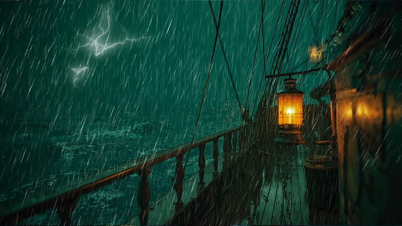 🌊 Stormy Ocean Sleep: Deep Rest with Rain, Thunder, and Ocean Waves