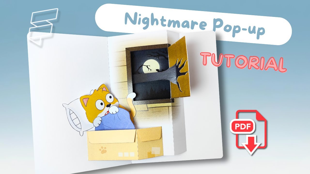 Cat having Nightmare | Pop up Card Tutorial | Paper craft | Free template download