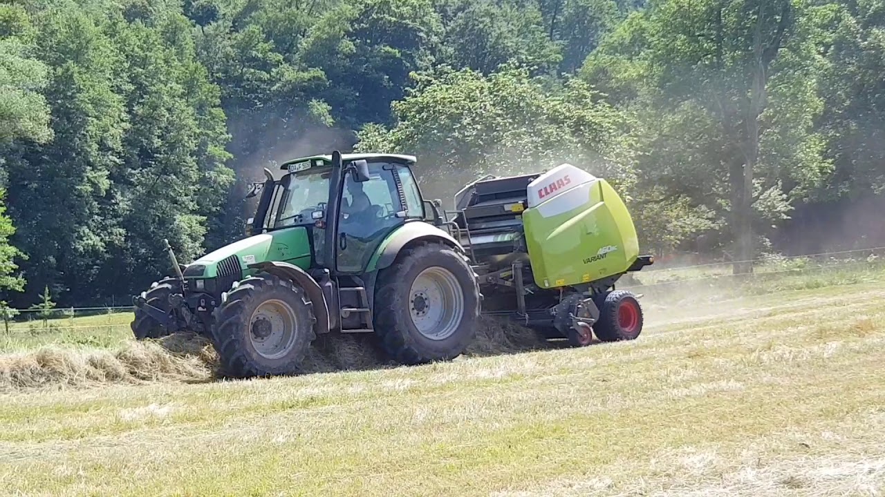 Heuernte 2018 Rundballenpressen mit Deutz Agrotron 135 MK3 und Claas Variant 460 RC