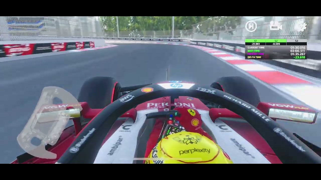 Monoposto 2025 hotlap in Singapore. No driver helper, 0 steer helper, and 0 anti spin.Time:01:36.933