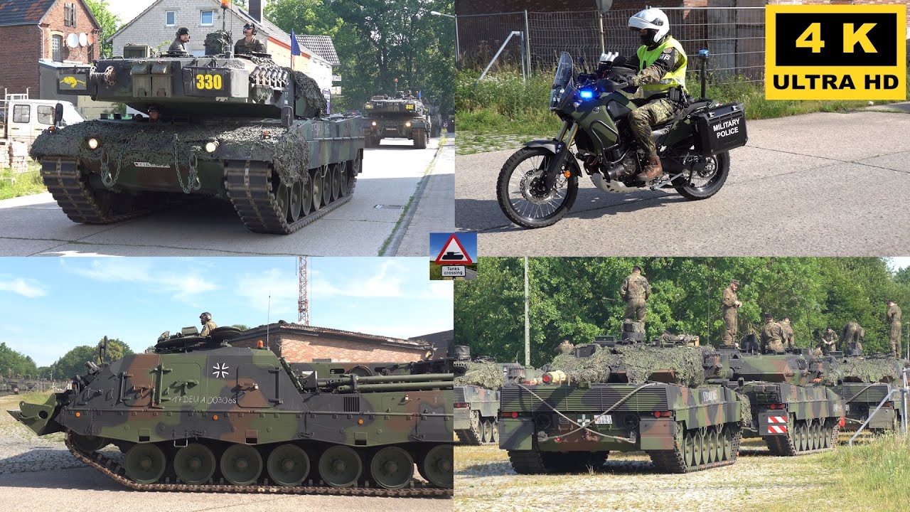 Kampfpanzer Leopard 2 vom Panzerbataillon 203 aus Augustdorf Bahnhof Sennelager Bundeswehr Manöver