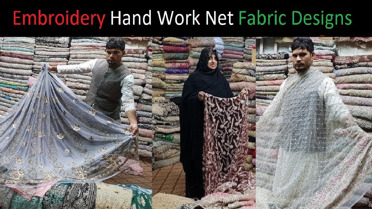 Embroidery Handwork Net Fabric Designs | Saree Lehenga Maxi | Fabric For Dresses Girls Women