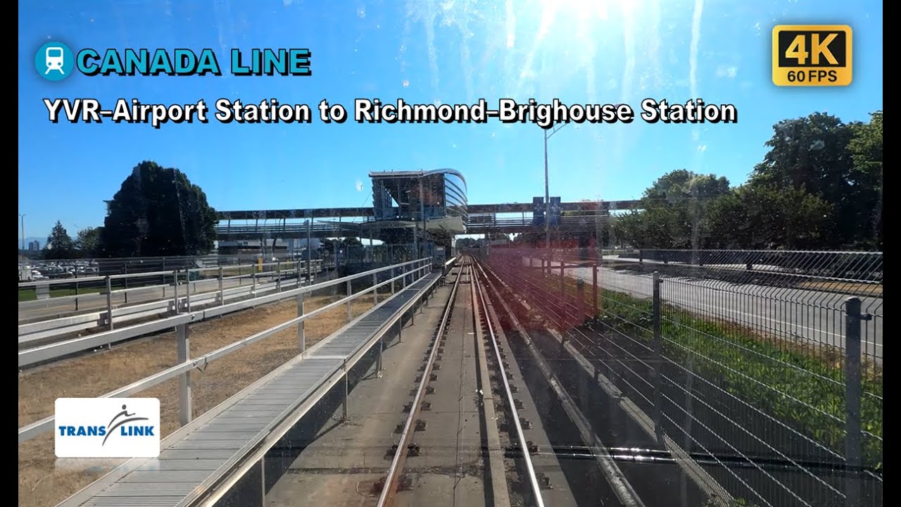 Vancouver Skytrain POV Walk: YVR–Airport Stn to Richmond–Brighouse Stn Via Bridgeport Stn【4K 60FPS】