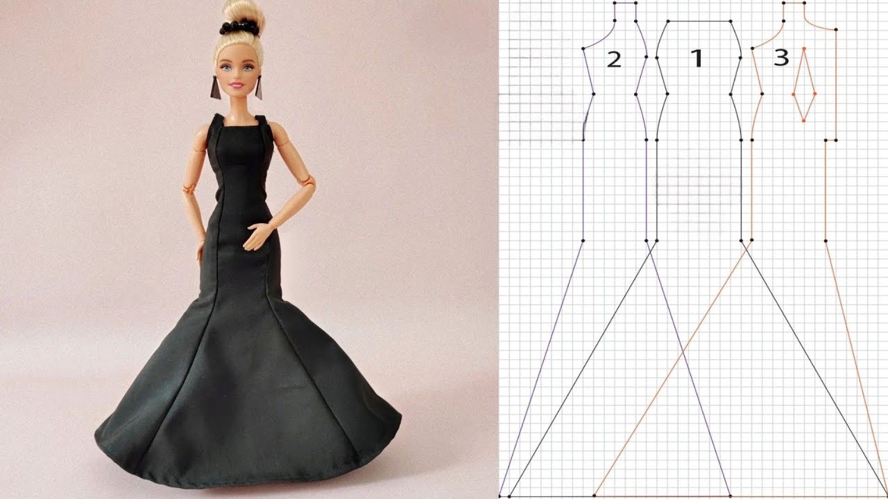 87 Vestido corté sirena para barbie (patrones en la descripción)