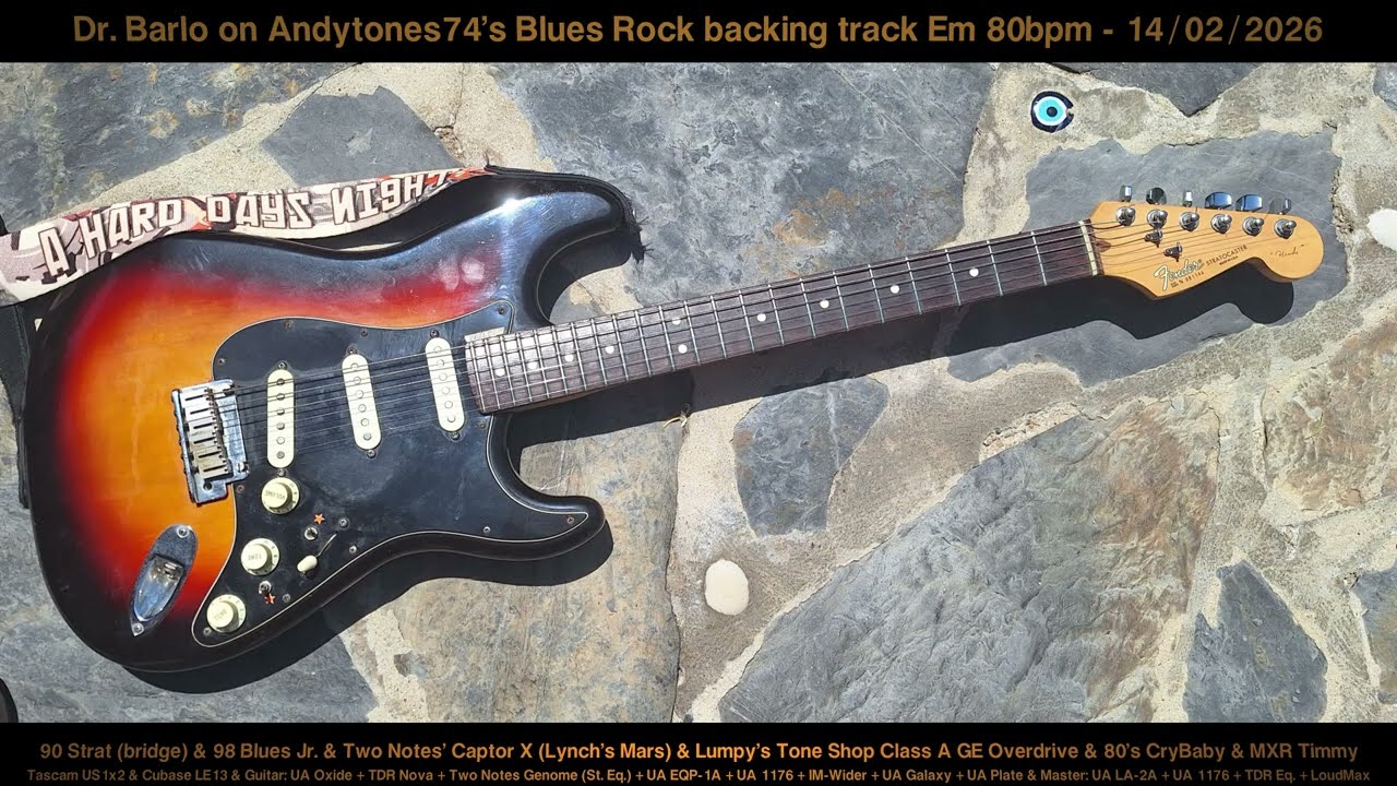 Dr. Barlo on Andytones74's Blues Rock backing track Em 80bpm - 14/02/2026