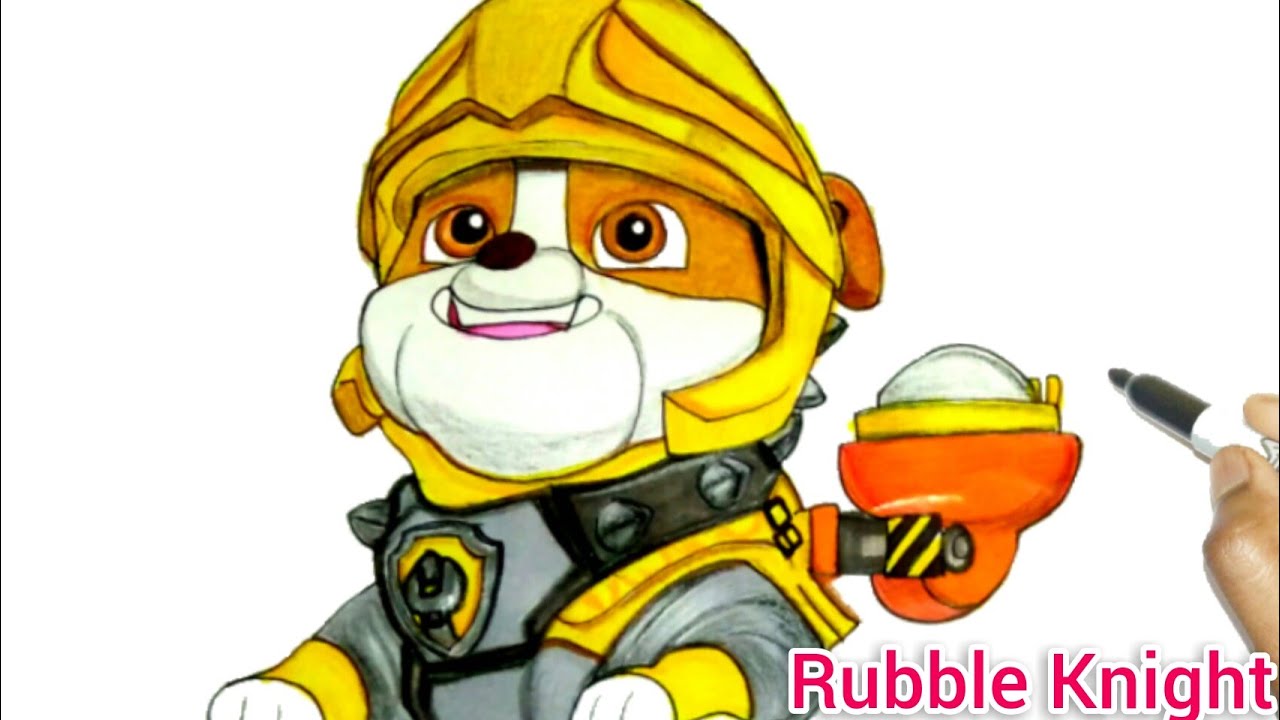 Rubble Knight Paw Patrol Rescue Fire Breathing Dragon | How To Draw Rubble From Paw Patrol
