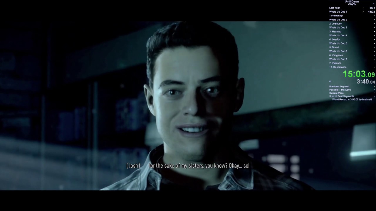 Until Dawn Any% Speedrun [3:49:51]