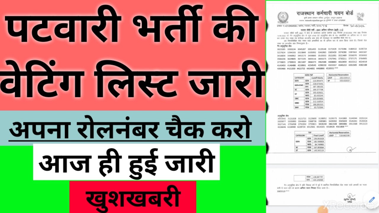 Patwari waiting list 2022 |patwari waiting list | patwari news today |patwari latest news today