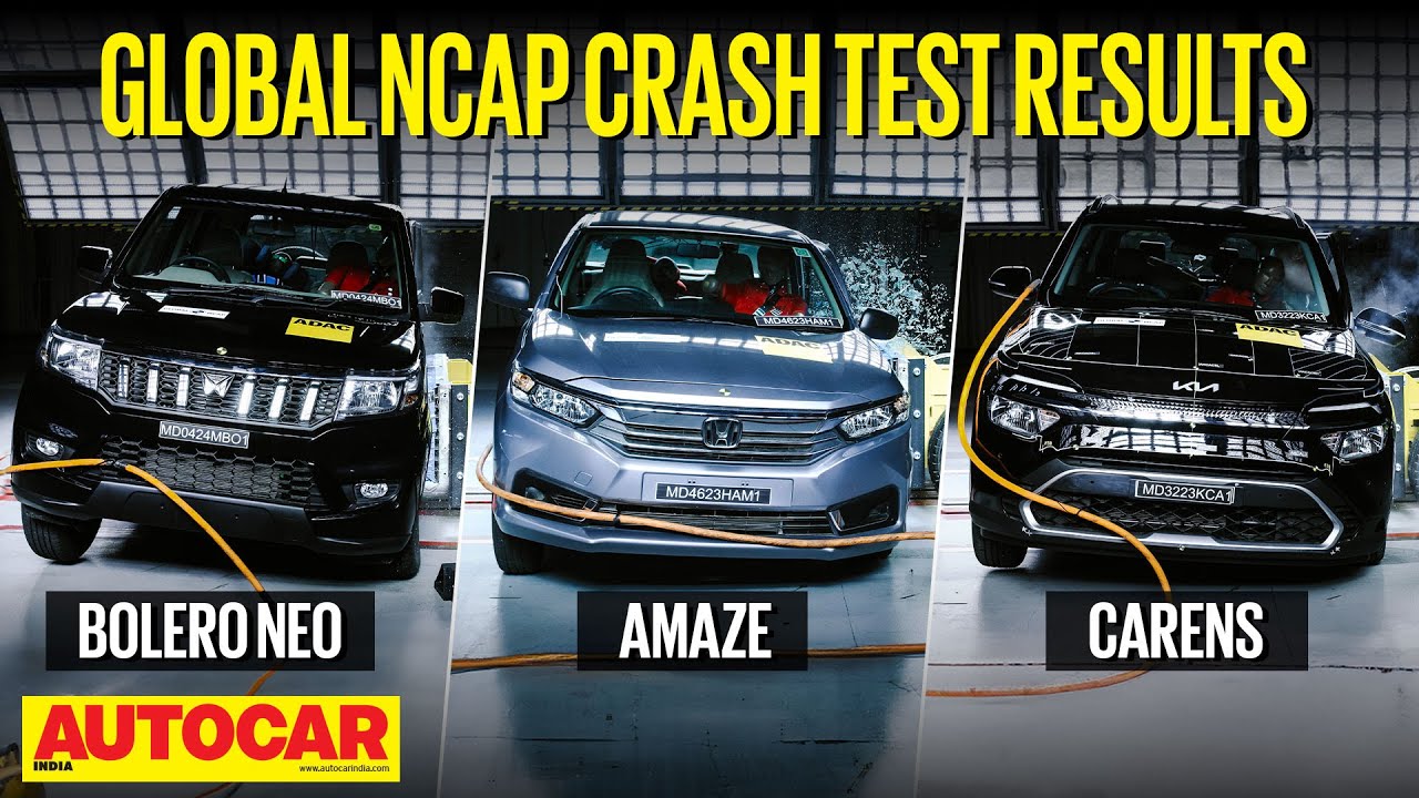 Global NCAP crash test results - Mahindra Bolero Neo, Honda Amaze and Kia Carens | @autocarindia1