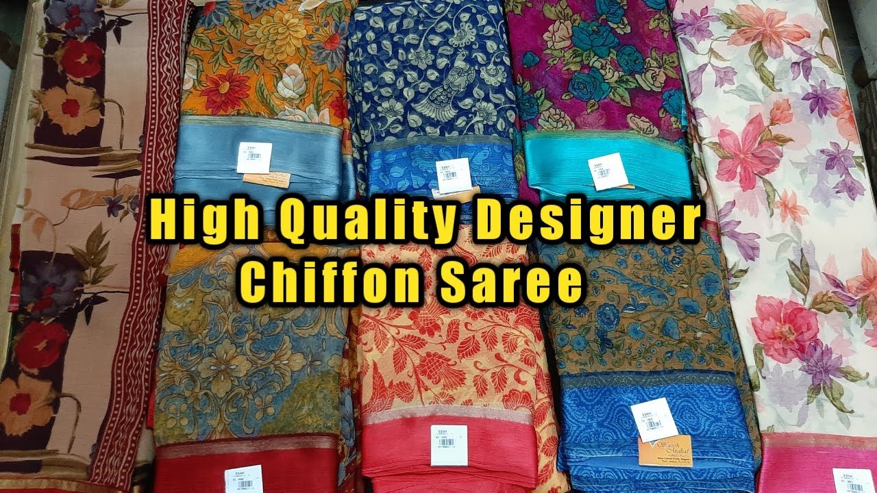 High Quality Chiffon Saree with Satin Border #PrintedChiffonSaree #PartyWearsaree #officewearsaree