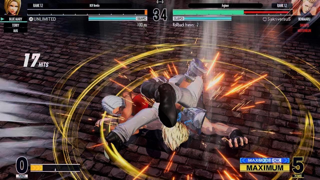 KOF XV_ Online Match. Blue Mary & Terry vs. Shun'ei, Meitenkun & Benimaru