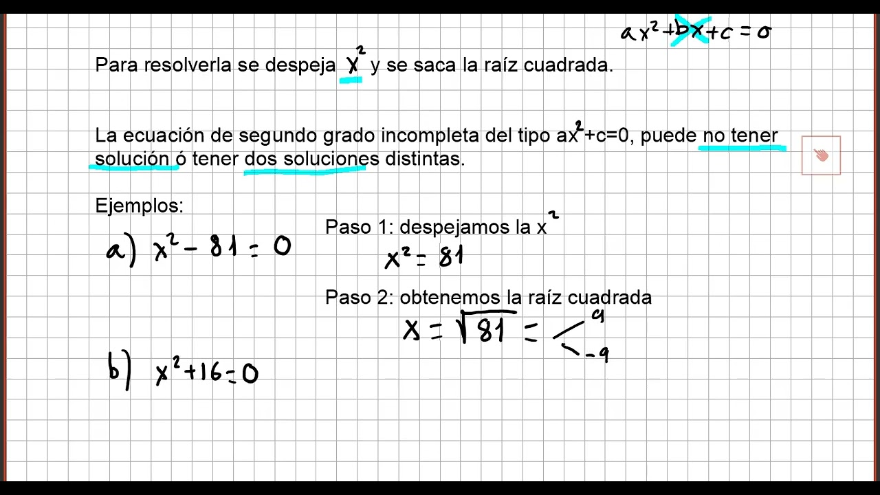3 3 Resolución de ecuaciones de segundo grado incompletas