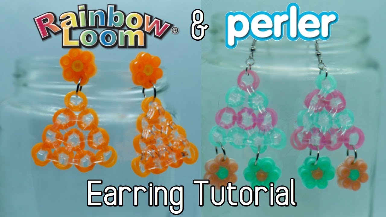 Rainbow Loom & Perler Bead Earrings | Rainbow Loom Rubber Bands & Perler Bead Flower Earrings | 2020