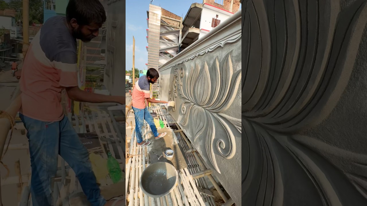 Letest Cement Design & wall plaster design is front railing in parapet ideas #shorts #art #wallart