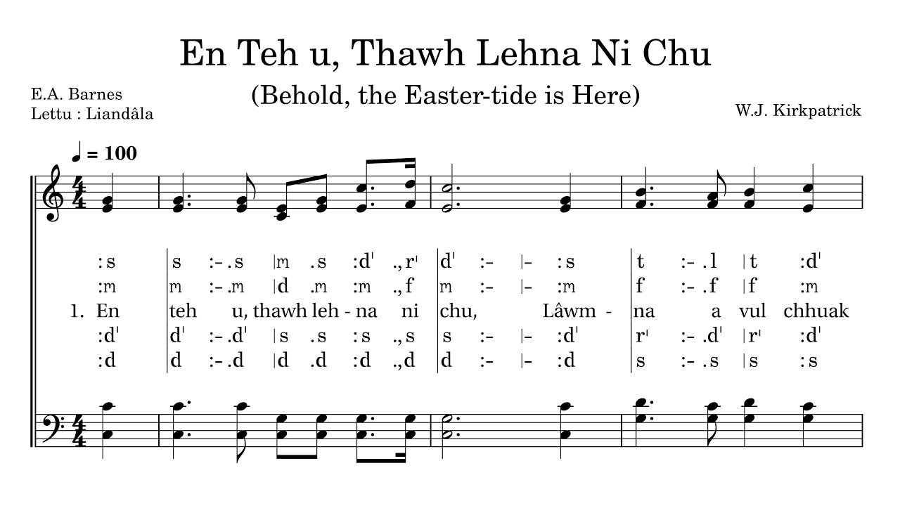 KHB 226 | En Teh u, Thawh Lehna Ni Chu (Behold, the Easter-tide is Here) | A Capella