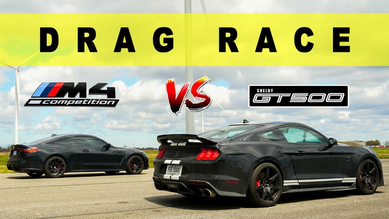 Ford Shelby GT500 2022 года против BMW M4 Comp 2022 года. Кто-то плохо прошёл. Гонка Drag-and-Roll.