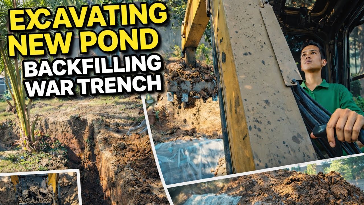 Excavating New Pond to Get Soil for Backfilling War Trench | Heavy Equipment Work 