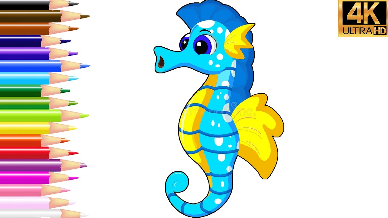 How to draw a Seahorse ❤ | Easy Seahorse Drawing & Painting | Coloring for Toddlers #10