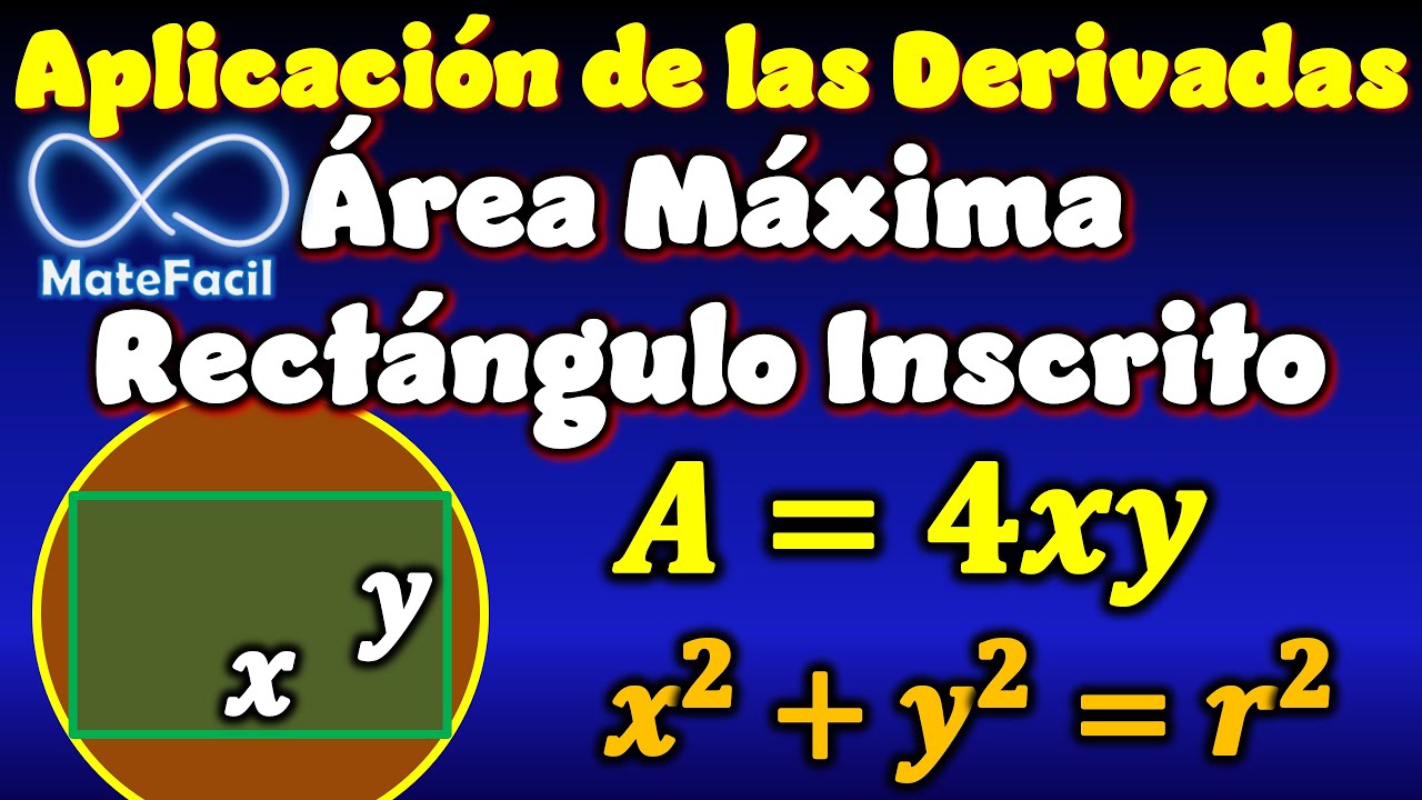 14. Rectángulo de Mayor Área inscrito en Círculo (Usando Derivadas, máximos y mínimos)