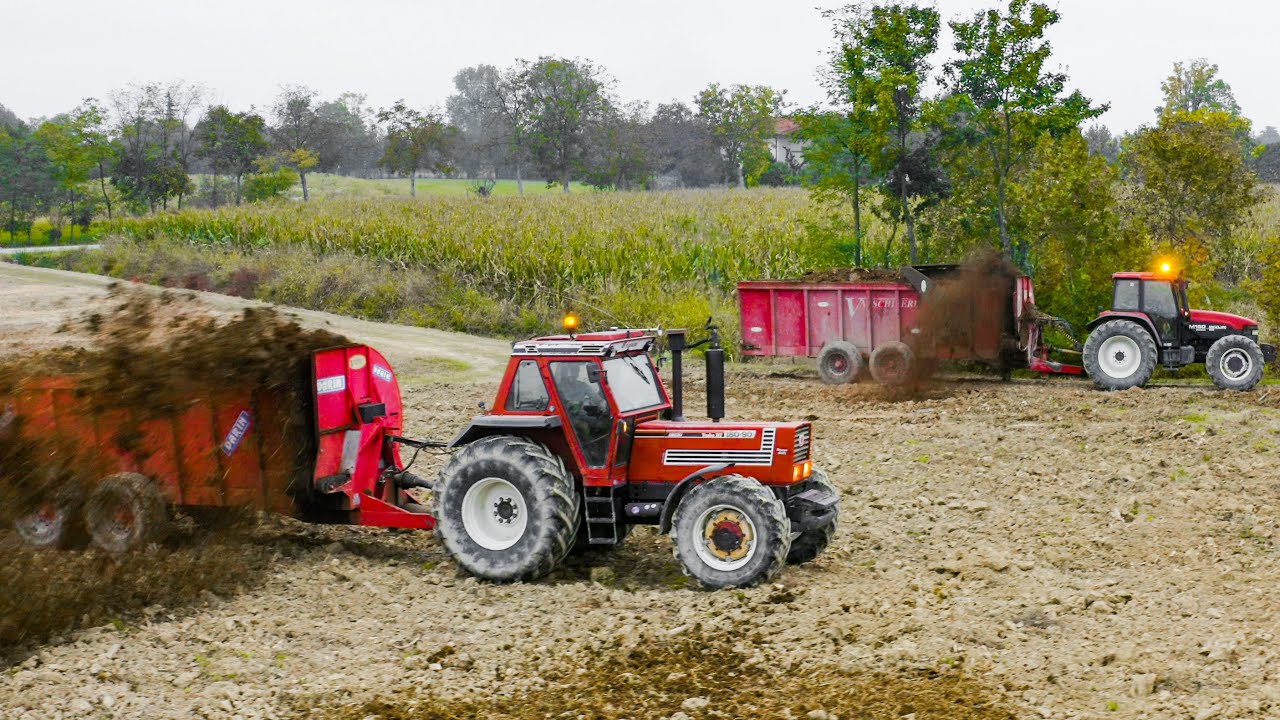 BIG MANURE SPREADING | Fiatagri 180-90 & New Holland M160 + Vaschieri 2 Assi