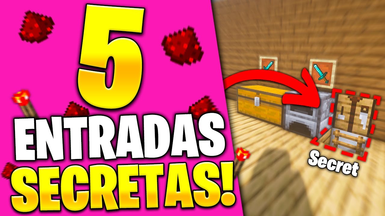 ▶️5 ENTRADAS SECRETAS muy SIMPLES en Minecraft 🥰| Mecanismos Minecraft 2021🔴