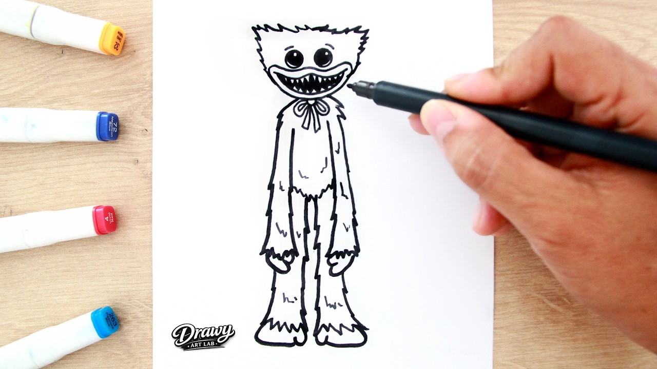 Drawing and Coloring Huggy Wuggy Easy | Poppy Playtime Fan Art